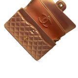 CHANEL Handbag Gold Metallic Gold Iridescent Calfskin Quilted Classic Flap Medium Aged Gold Hardware - Redeluxe