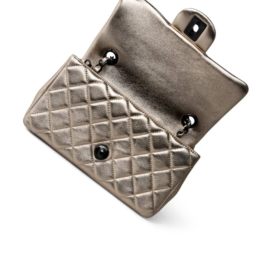 SMALL RECTANGULAR BAG 14 IN BLACK OIL WAX LAMBSKIN GOLD HARDWARE
