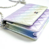 CHANEL Handbag Gradient 21K Gradient Metallic Rainbow Calfskin Quilted Wallet on Chain (WOC) - Redeluxe