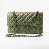 CHANEL Handbag Green 17S Green Iridescent Lambskin Quilted Classic Flap Medium RHW - Redeluxe