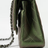 CHANEL Handbag Green 17S Green Iridescent Lambskin Quilted Classic Flap Medium RHW - Redeluxe