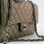CHANEL Handbag Green 17S Green Iridescent Lambskin Quilted Classic Flap Medium RHW - Redeluxe