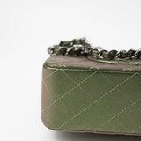 CHANEL Handbag Green 17S Green Iridescent Lambskin Quilted Classic Flap Medium RHW - Redeluxe