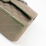 CHANEL Handbag Green 17S Green Iridescent Lambskin Quilted Classic Flap Medium RHW - Redeluxe
