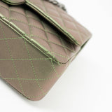 CHANEL Handbag Green 17S Green Iridescent Lambskin Quilted Classic Flap Medium RHW - Redeluxe