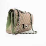 CHANEL Handbag Green 17S Green Iridescent Lambskin Quilted Classic Flap Medium RHW - Redeluxe
