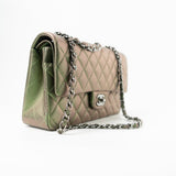 CHANEL Handbag Green 17S Green Iridescent Lambskin Quilted Classic Flap Medium RHW - Redeluxe
