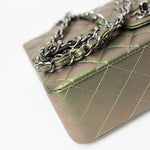 CHANEL Handbag Green 17S Green Iridescent Lambskin Quilted Classic Flap Medium RHW - Redeluxe