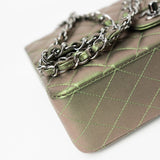 CHANEL Handbag Green 17S Green Iridescent Lambskin Quilted Classic Flap Medium RHW - Redeluxe