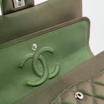 CHANEL Handbag Green 17S Green Iridescent Lambskin Quilted Classic Flap Medium RHW - Redeluxe