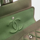 CHANEL Handbag Green 17S Green Iridescent Lambskin Quilted Classic Flap Medium RHW - Redeluxe