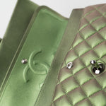 CHANEL Handbag Green 17S Green Iridescent Lambskin Quilted Classic Flap Medium RHW - Redeluxe