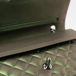 CHANEL Handbag Green 17S Green Iridescent Lambskin Quilted Classic Flap Medium RHW - Redeluxe