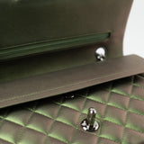CHANEL Handbag Green 17S Green Iridescent Lambskin Quilted Classic Flap Medium RHW - Redeluxe