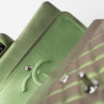 CHANEL Handbag Green 17S Green Iridescent Lambskin Quilted Classic Flap Medium RHW - Redeluxe