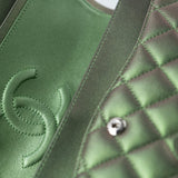 CHANEL Handbag Green 17S Green Iridescent Lambskin Quilted Classic Flap Medium RHW - Redeluxe