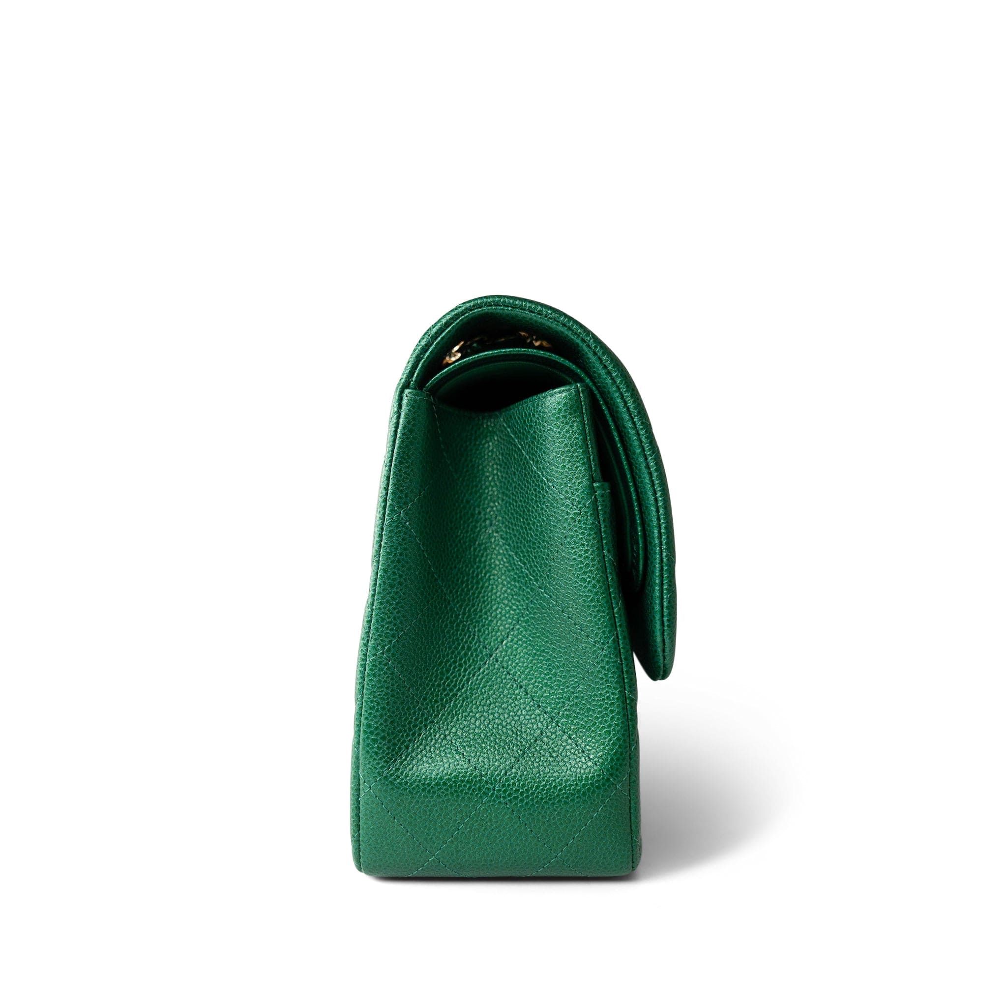 CHANEL Handbag Green 18S Emerald Green Caviar Quilted Jumbo Classic Flap Light Gold Hardware - Redeluxe