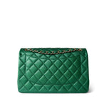 CHANEL Handbag Green 18S Emerald Green Caviar Quilted Jumbo Classic Flap Light Gold Hardware - Redeluxe