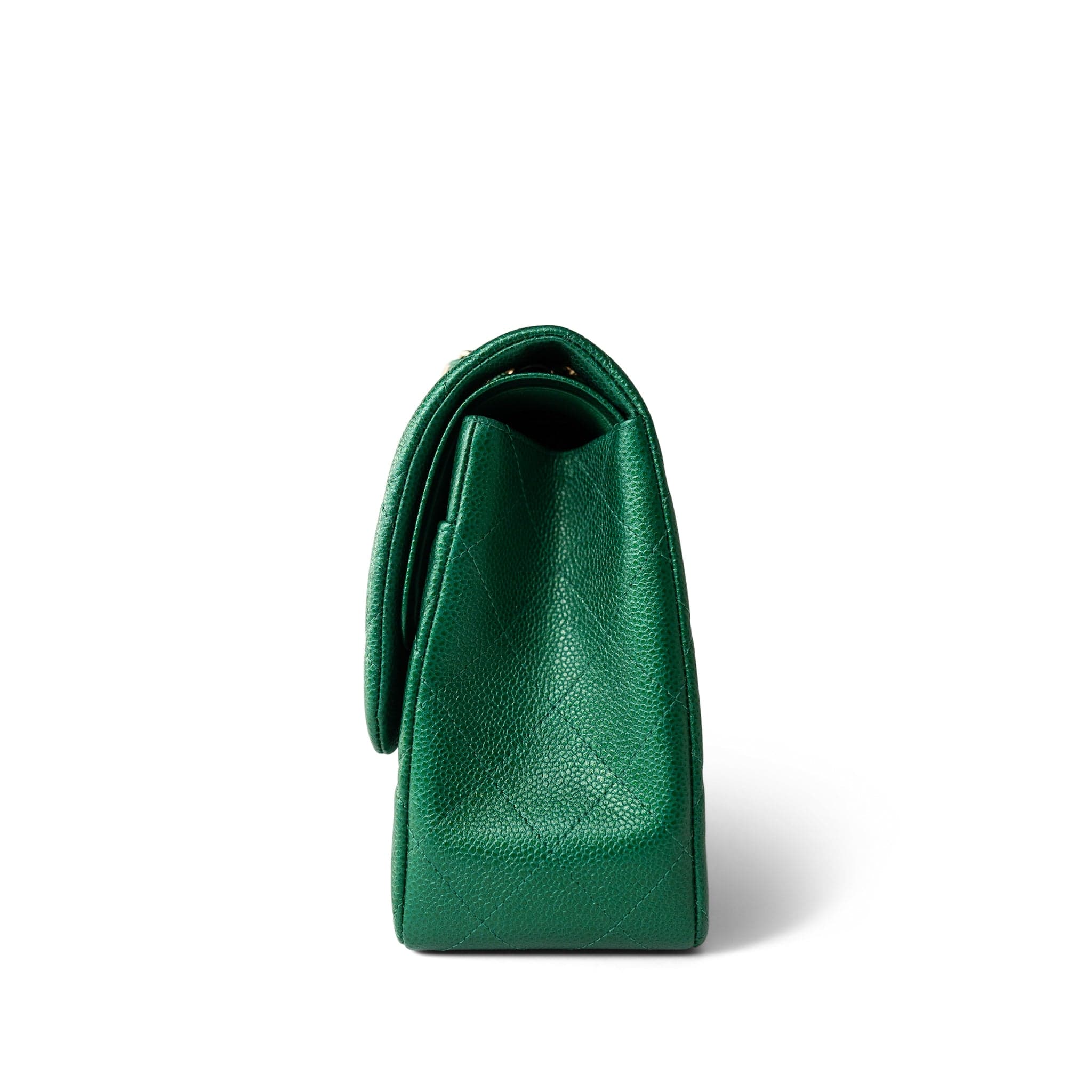 CHANEL Handbag Green 18S Emerald Green Caviar Quilted Jumbo Classic Flap Light Gold Hardware - Redeluxe