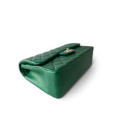 CHANEL Handbag Green 18S Emerald Green Caviar Quilted Jumbo Classic Flap Light Gold Hardware - Redeluxe