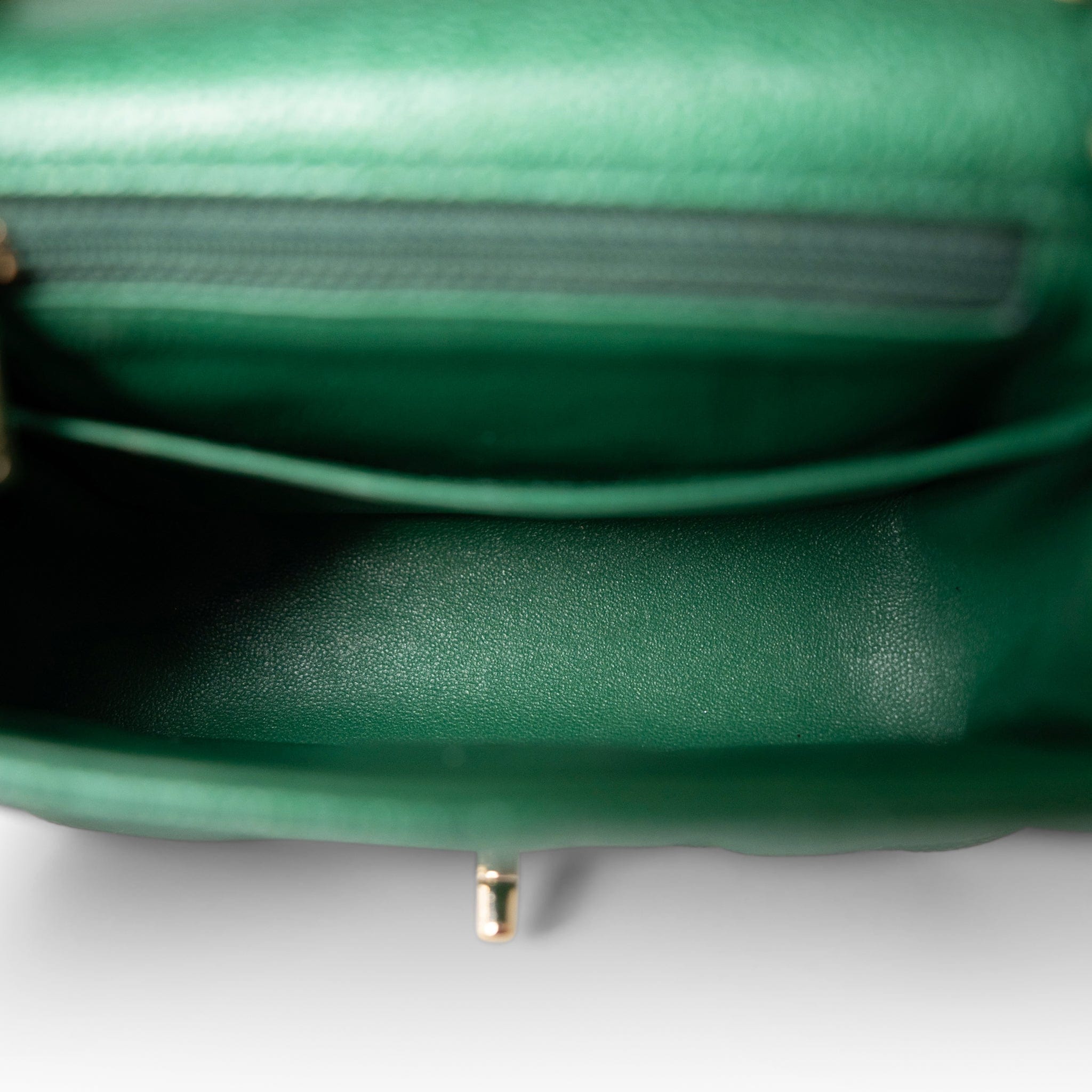 CHANEL Handbag Green 18S Emerald Green Mini Square Single Flap Light Gold Hardware - Redeluxe