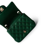 CHANEL Handbag Green 18S Emerald Green Mini Square Single Flap Light Gold Hardware - Redeluxe