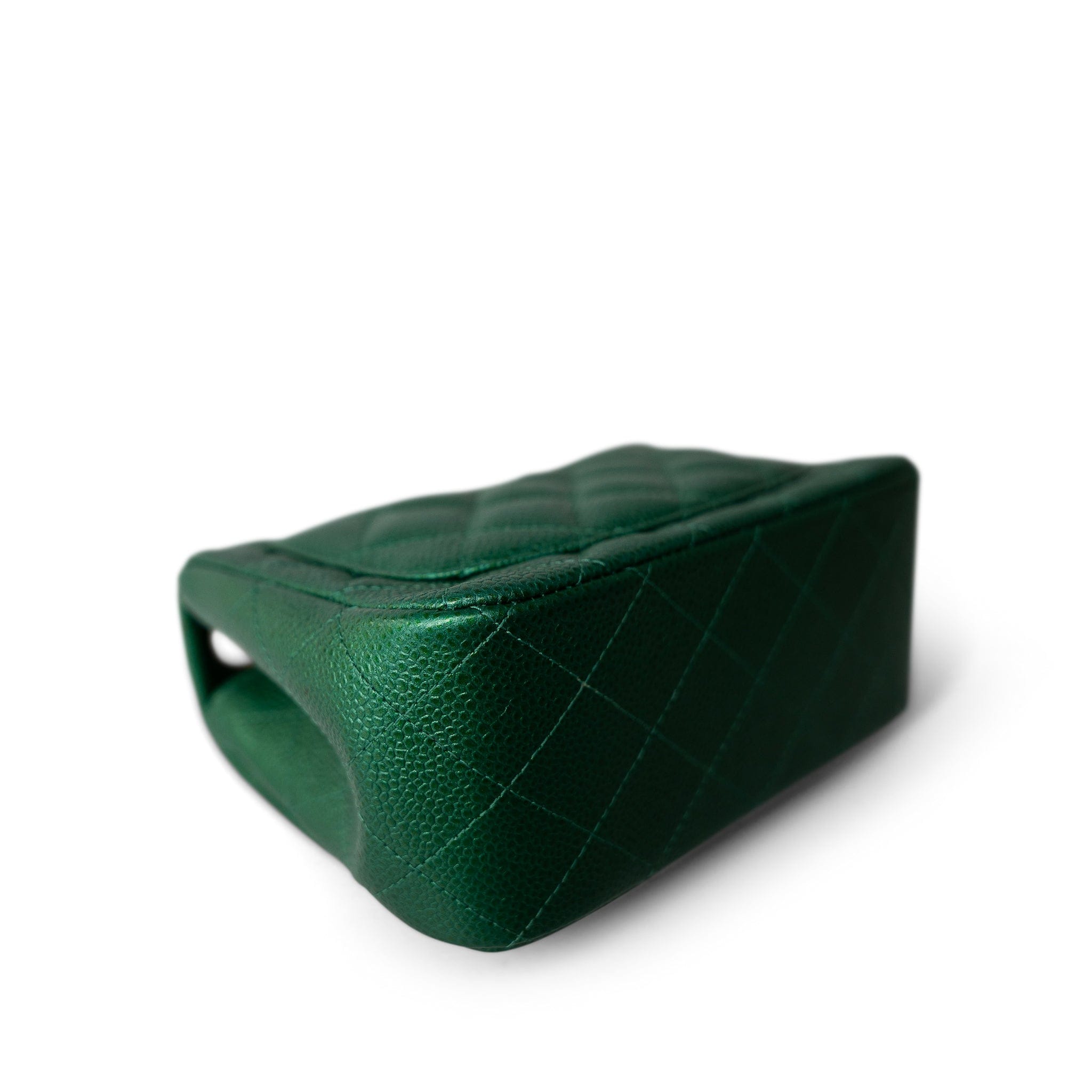 CHANEL Handbag Green 18S Emerald Green Mini Square Single Flap Light Gold Hardware - Redeluxe