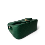 CHANEL Handbag Green 18S Emerald Green Mini Square Single Flap Light Gold Hardware - Redeluxe
