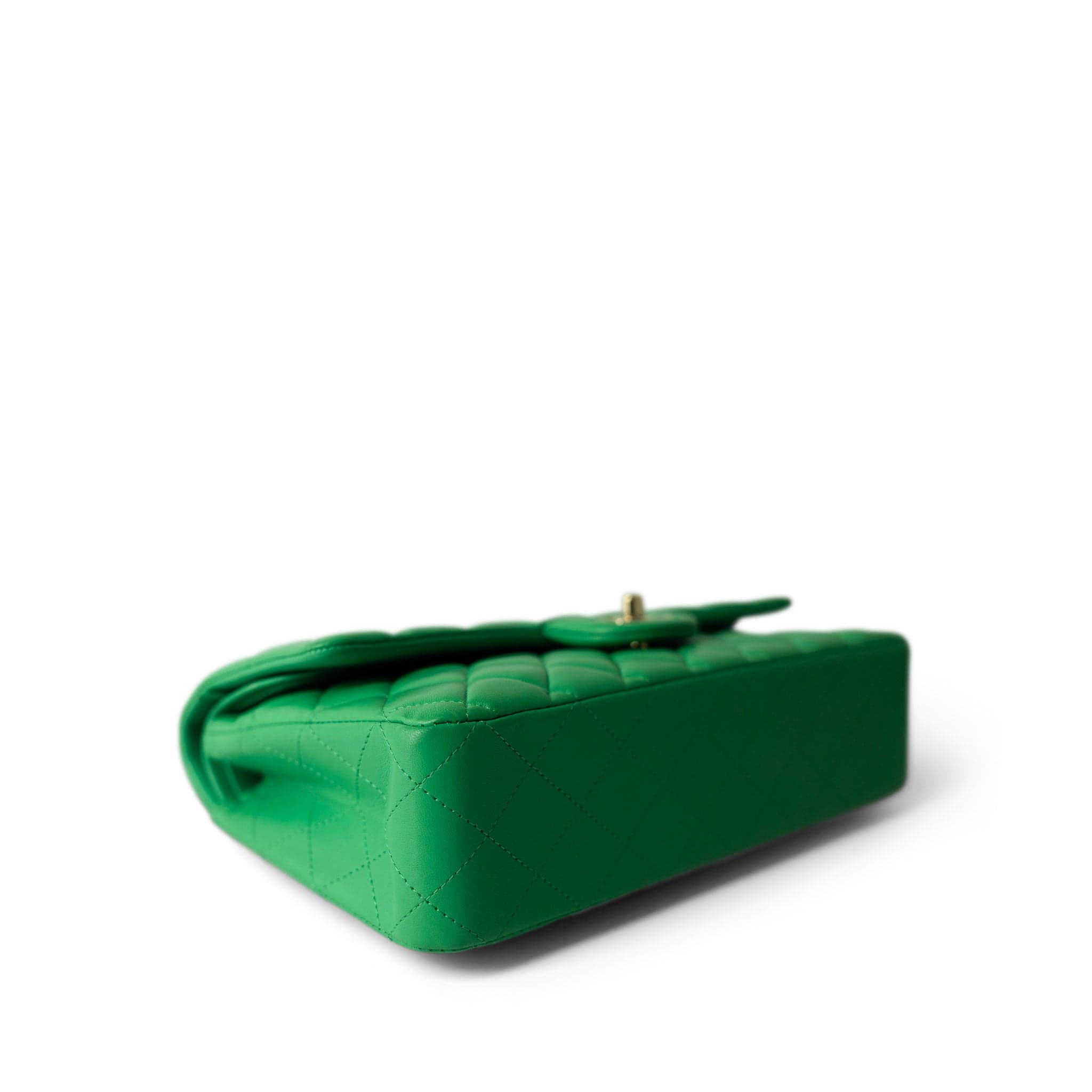 CHANEL Handbag Green 20S Green Lambskin Quilted Classic Flap Medium Light Gold Hardware - Redeluxe