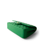 CHANEL Handbag Green 20S Green Lambskin Quilted Classic Flap Medium Light Gold Hardware - Redeluxe