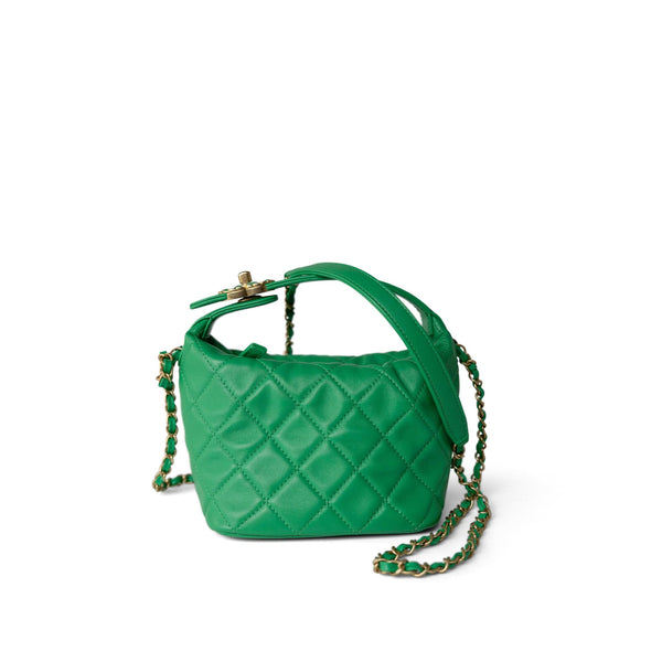 20S Small Perfect Meeting Green Lambskin Quilted Hobo Bag – REDELUXE