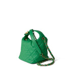 CHANEL Handbag Green 20S Small Perfect Meeting Green Lambskin Quilted Hobo Bag - Redeluxe