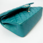 CHANEL Handbag Green 21S Iridescent Green Lambskin Quilted Classic Flap Medium LGHW - Redeluxe
