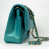 CHANEL Handbag Green 21S Iridescent Green Lambskin Quilted Classic Flap Medium LGHW - Redeluxe