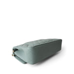 CHANEL Handbag Green 22C Dark Green Caviar Quilted Classic Flap Medium Light Gold Hardware - Redeluxe