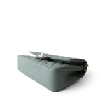 CHANEL Handbag Green 22C Dark Green Caviar Quilted Classic Flap Medium Light Gold Hardware - Redeluxe
