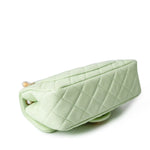 CHANEL Handbag Green 22C Light Green Lambskin Quilted Pearl Crush Mini Rectangular Flap Aged Gold Hardware - Redeluxe