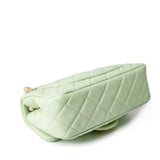 CHANEL Handbag Green 22C Light Green Lambskin Quilted Pearl Crush Mini Rectangular Flap Aged Gold Hardware - Redeluxe