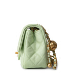 CHANEL Handbag Green 22C Light Green Lambskin Quilted Pearl Crush Mini Rectangular Flap Aged Gold Hardware - Redeluxe