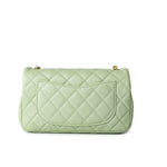 CHANEL Handbag Green 22C Light Green Lambskin Quilted Pearl Crush Mini Rectangular Flap Aged Gold Hardware - Redeluxe