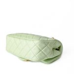 CHANEL Handbag Green 22C Light Green Lambskin Quilted Pearl Crush Mini Rectangular Flap Aged Gold Hardware - Redeluxe
