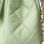 CHANEL Handbag Green 22C Light Green Lambskin Quilted Pearl Crush Mini Rectangular Flap Aged Gold Hardware - Redeluxe