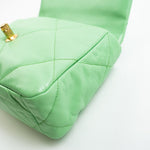 CHANEL Handbag Green Chanel Green Goatskin Quilted Small 19 Flap MHW - Redeluxe