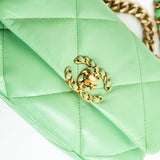 CHANEL Handbag Green Chanel Green Goatskin Quilted Small 19 Flap MHW - Redeluxe