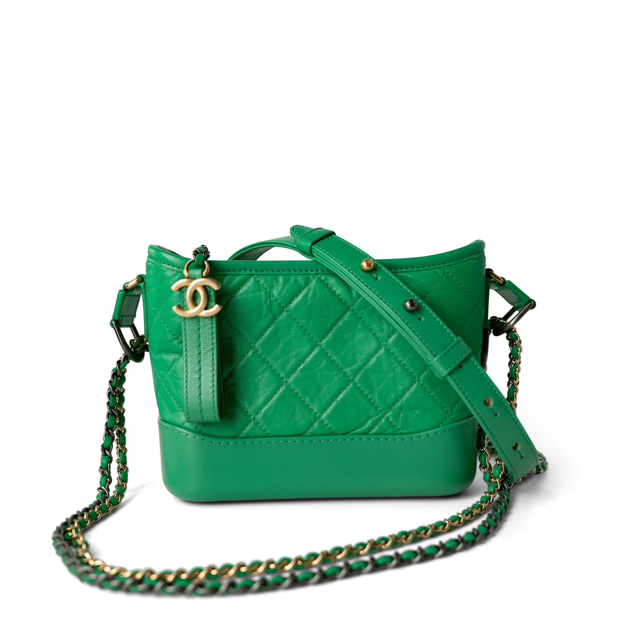 CHANEL Handbag Green / Gabrielle Green Aged Calfskin Quilted Hobo Gabrielle Bag Small Mixed Hardware - Redeluxe