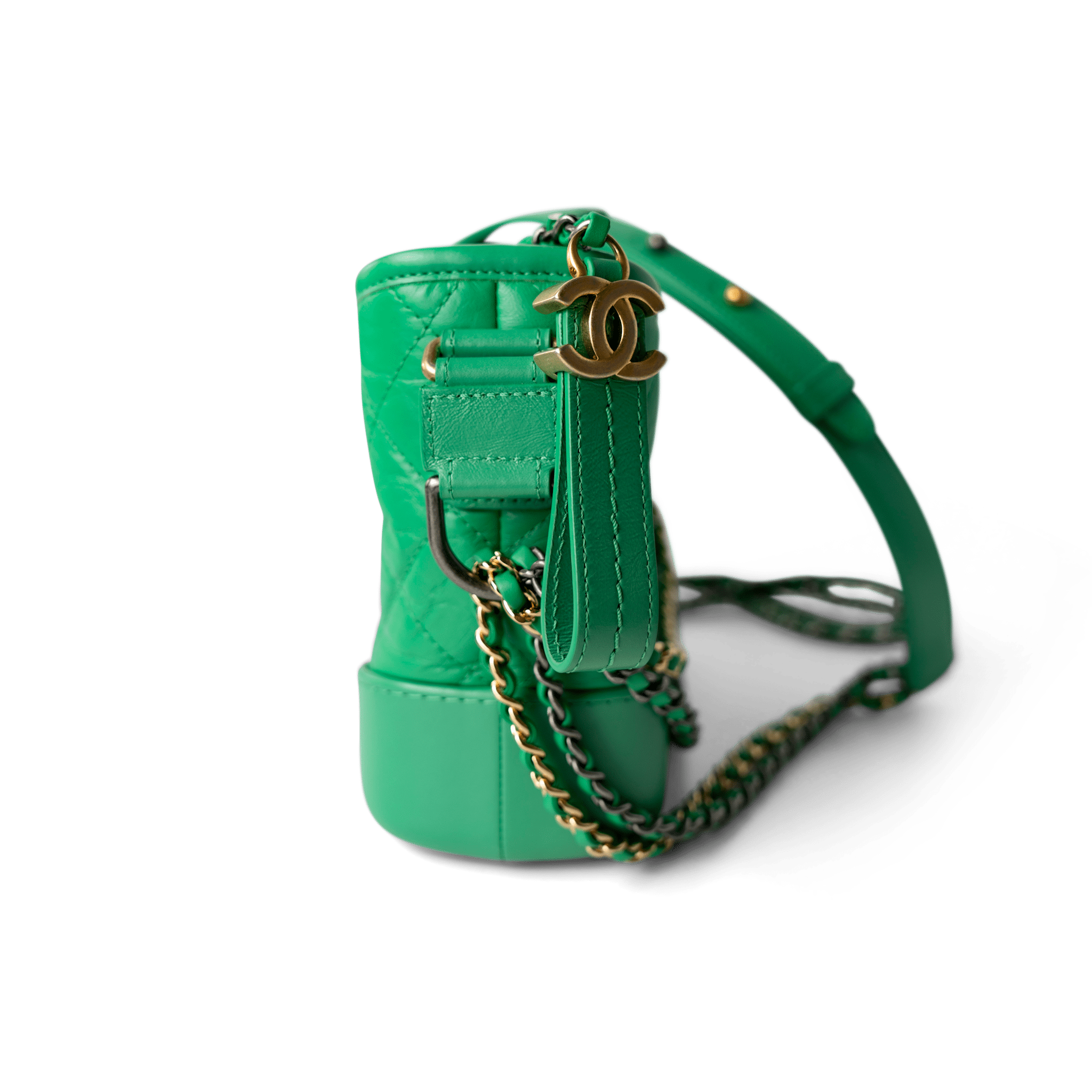 CHANEL Handbag Green / Gabrielle Green Aged Calfskin Quilted Hobo Gabrielle Bag Small Mixed Hardware - Redeluxe