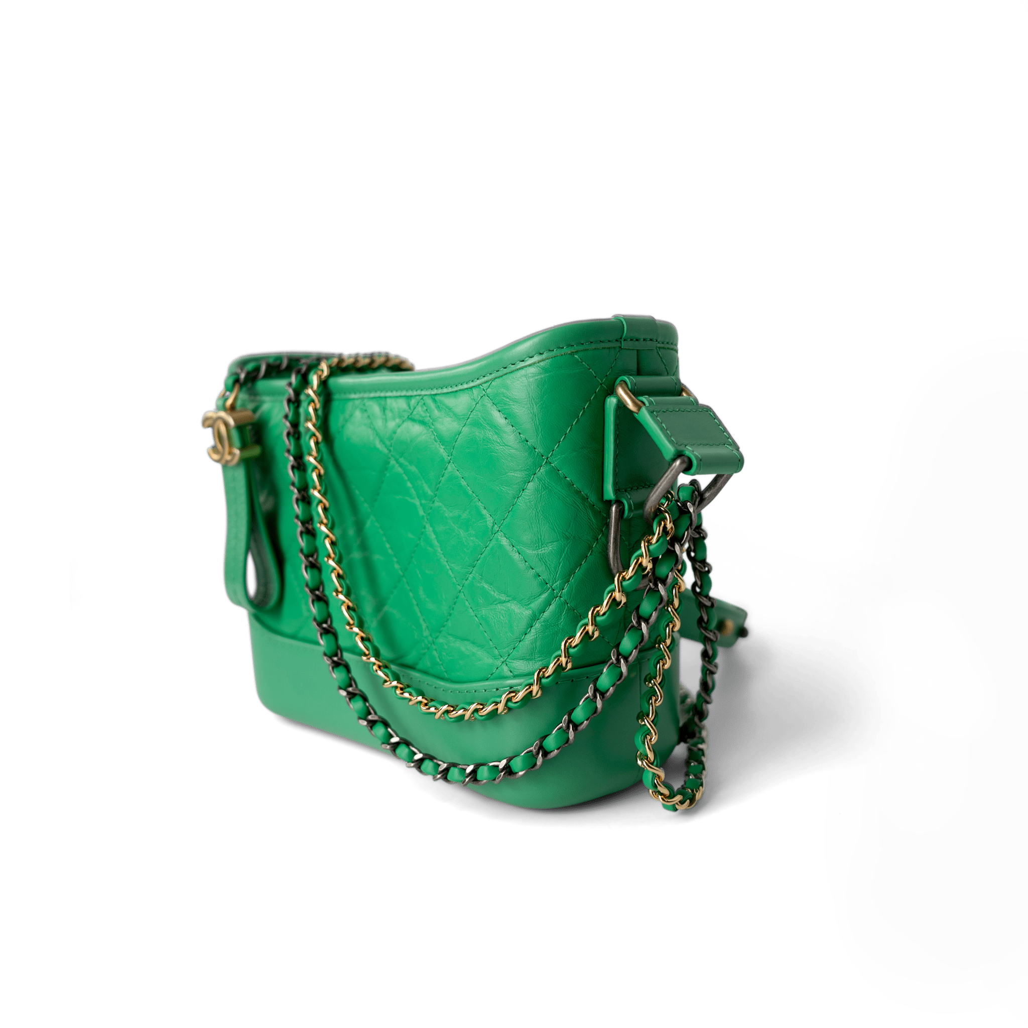 CHANEL Handbag Green / Gabrielle Green Aged Calfskin Quilted Hobo Gabrielle Bag Small Mixed Hardware - Redeluxe