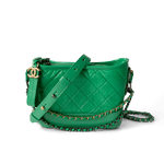 CHANEL Handbag Green / Gabrielle Green Aged Calfskin Quilted Hobo Gabrielle Bag Small Mixed Hardware - Redeluxe