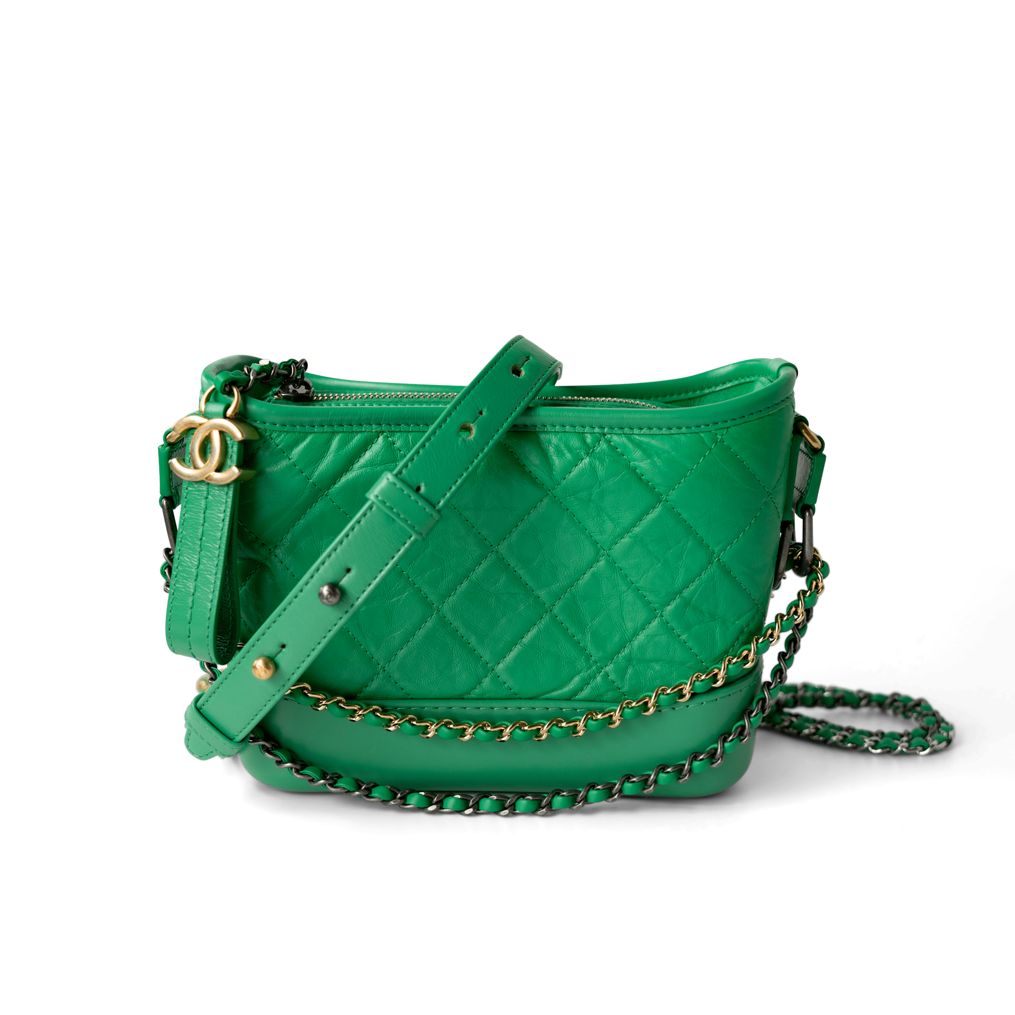 CHANEL Handbag Green / Gabrielle Green Aged Calfskin Quilted Hobo Gabrielle Bag Small Mixed Hardware - Redeluxe