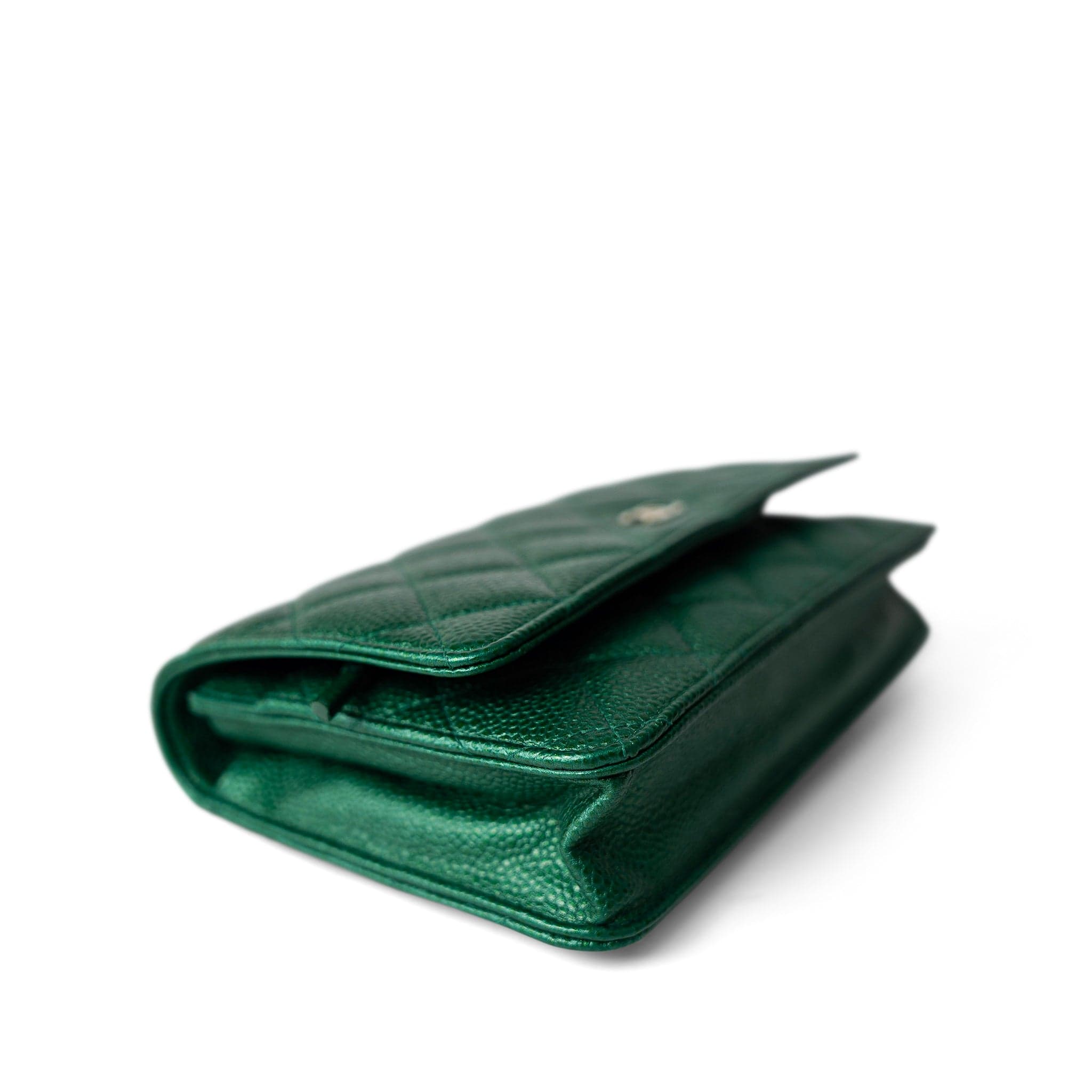 CHANEL Handbag Green / WOC 18S Emerald Green Caviar Quilted Wallet on Chain WOC - Redeluxe
